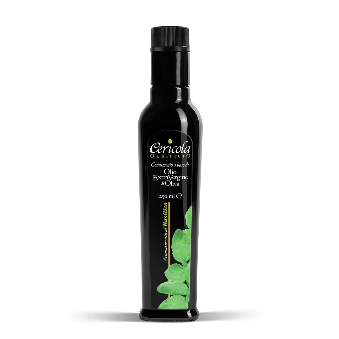condimento a base di olio extra vergine di oliva aromatizzato al basilico oleificio cericola