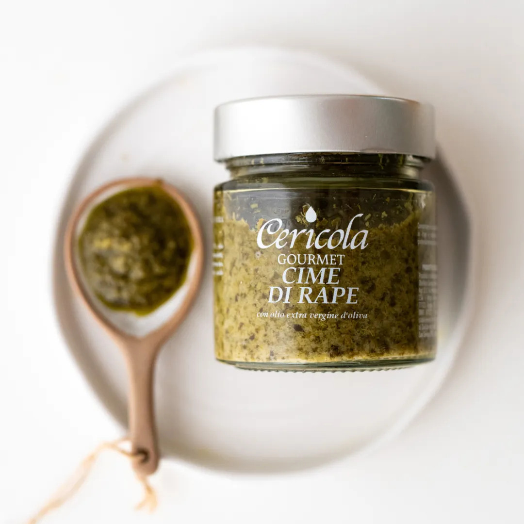 conserva cime di rapa in olio extravergine di oliva oleificio cericola dettaglio 3