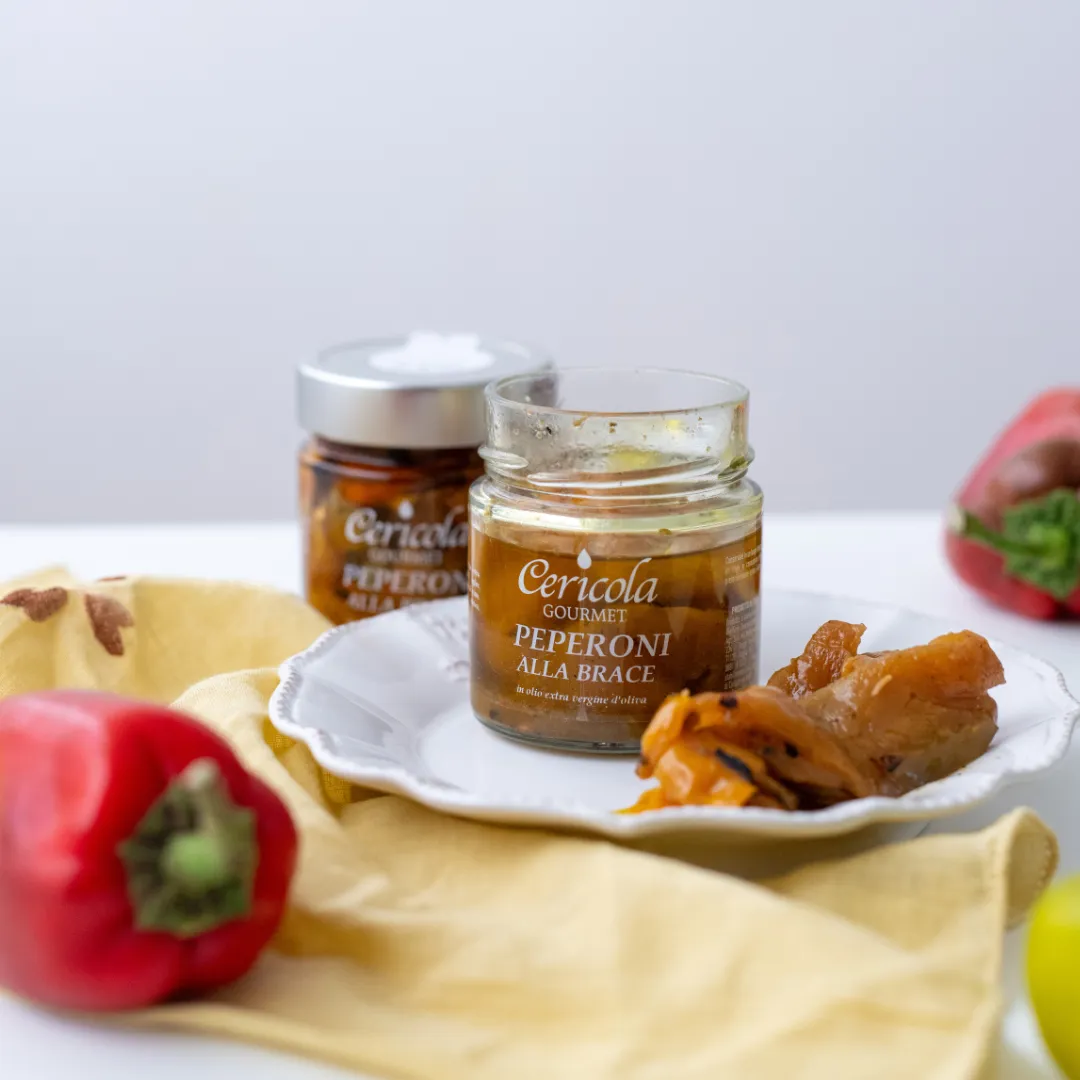 conserva peperoni alla brace in olio extravergine di oliva oleificio cericola dettaglio