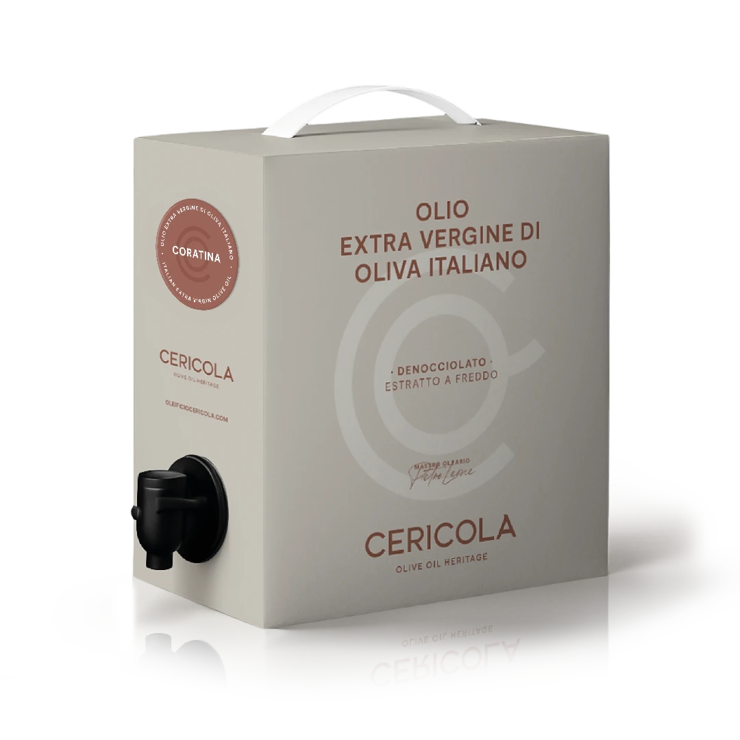 olio extravergine di oliva coratina monocultivar denocciolato a freddo bag in box 1l oleificio cericola