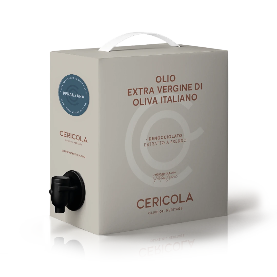 olio extravergine di oliva peranzana monocultivar denocciolato a freddo bag in box oleificio cericola