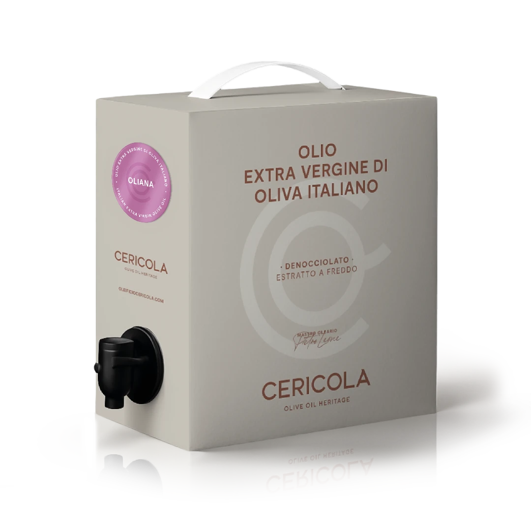 olio extravergine di oliva superintensivo oliana denocciolato a freddo monocultivar bag in box 1l oleificio cericola