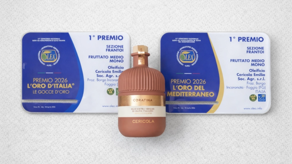 doppio primo premio sezione frantoi olea 2026 per monovarietale coratina oleificio cericola