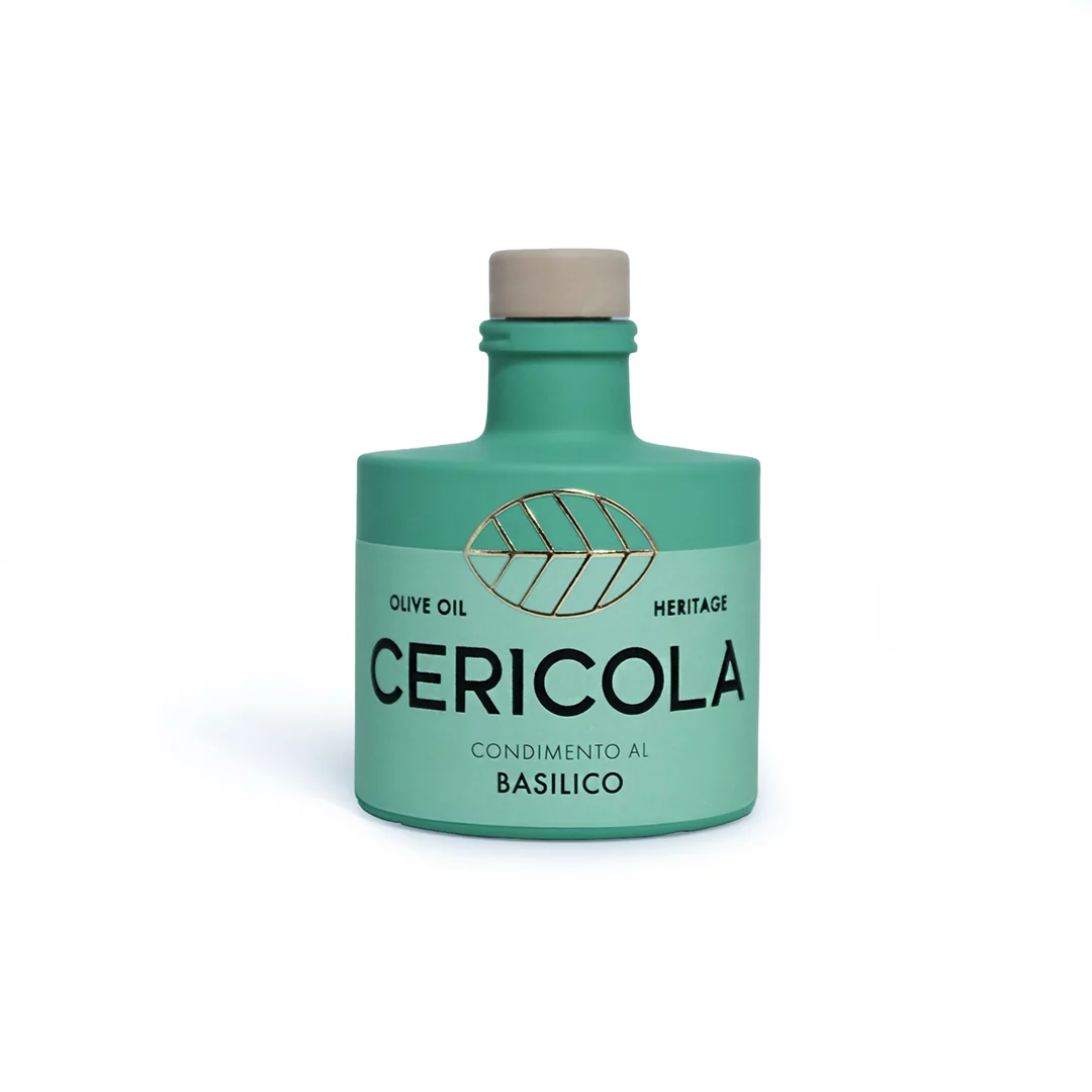 condimento a base di olio extra vergine di oliva aromatizzato al basilico oleificio cericola