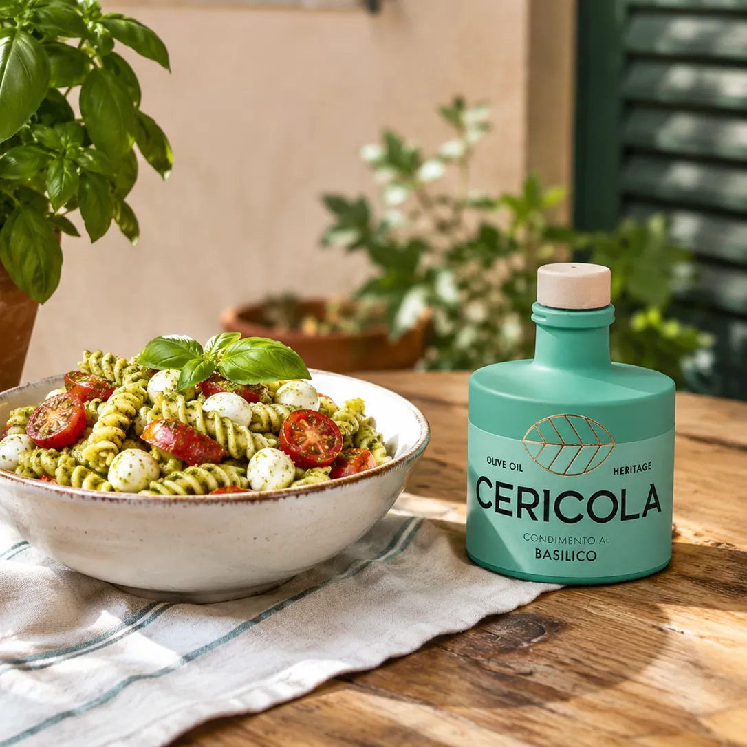 condimento a base di olio extra vergine di oliva aromatizzato al basilico oleificio cericola gallery 5