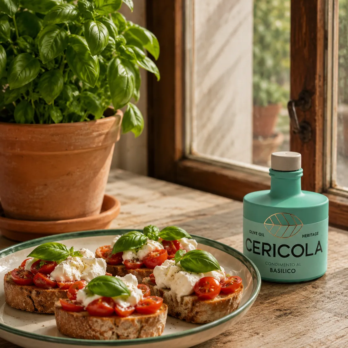 condimento a base di olio extra vergine di oliva aromatizzato al basilico oleificio cericola social 2