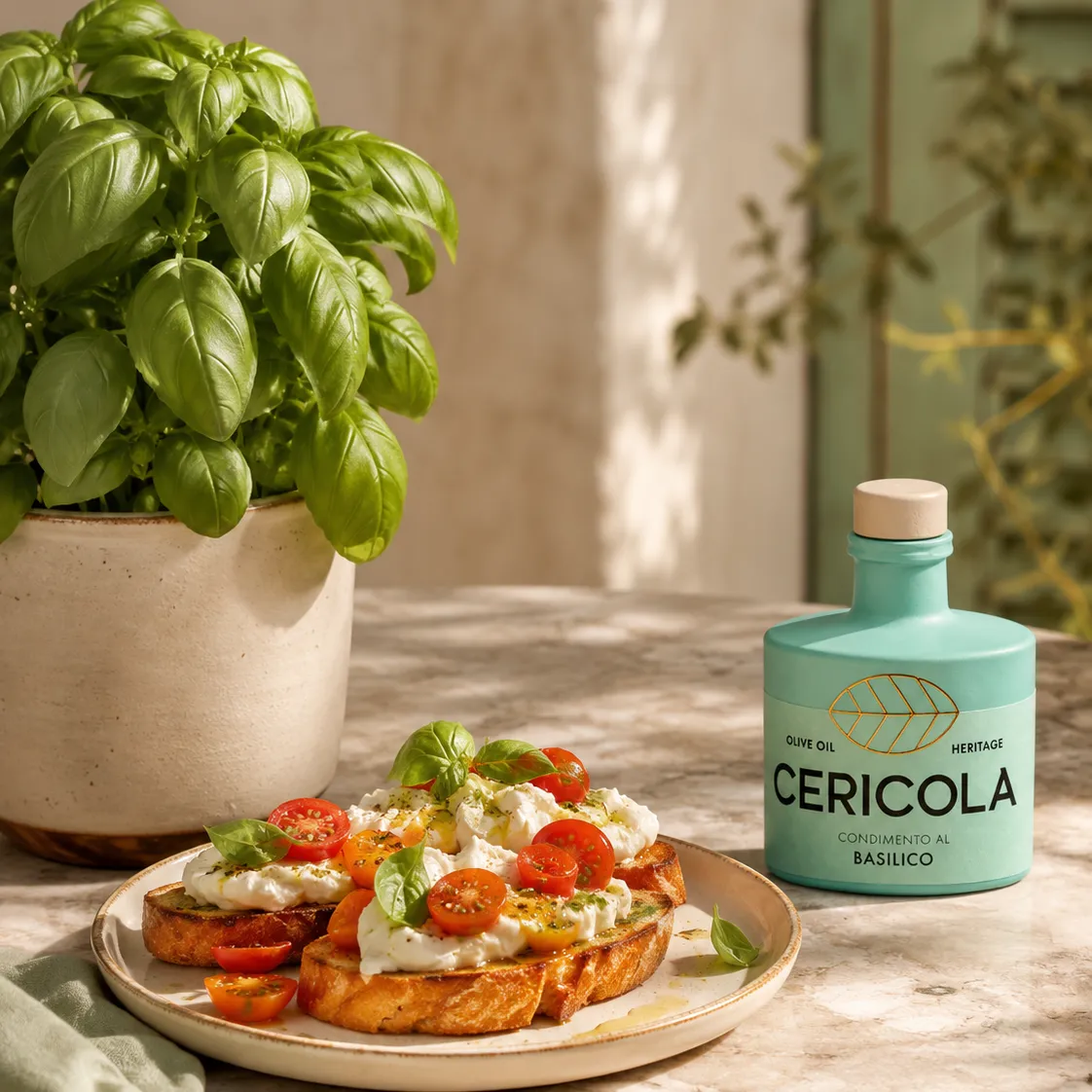 condimento a base di olio extra vergine di oliva aromatizzato al basilico oleificio cericola social 3