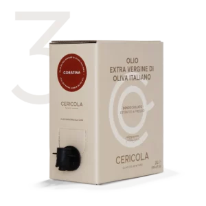olio extravergine di oliva superintensivo coratina denocciolato a freddo monocultivar bag in box var 3l oleificio cericola