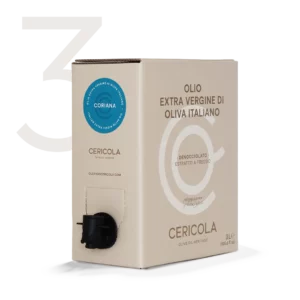 olio extravergine di oliva superintensivo coriana denocciolato a freddo monocultivar bag in box var 3l oleificio cericola