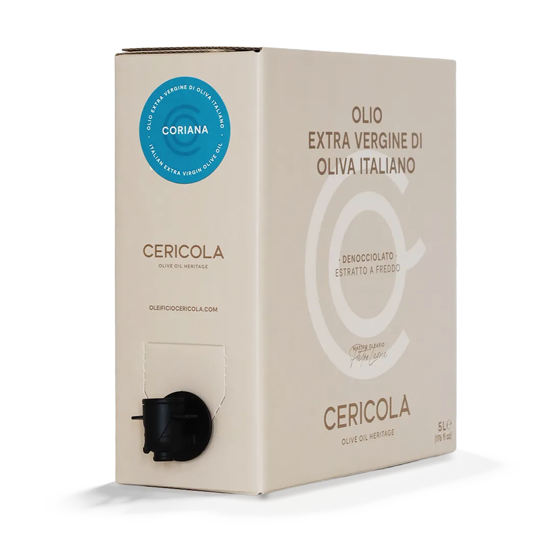 olio extravergine di oliva superintensivo coriana denocciolato a freddo monocultivar bag in box var 5l oleificio cericola 2