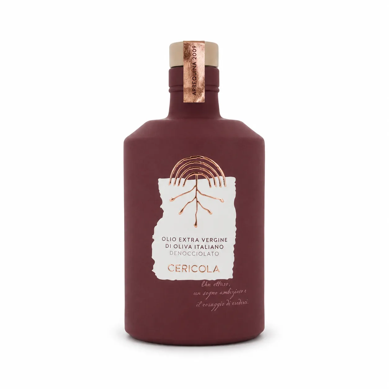 olio extravergine di oliva arbequina monocultivar cericola bottiglia