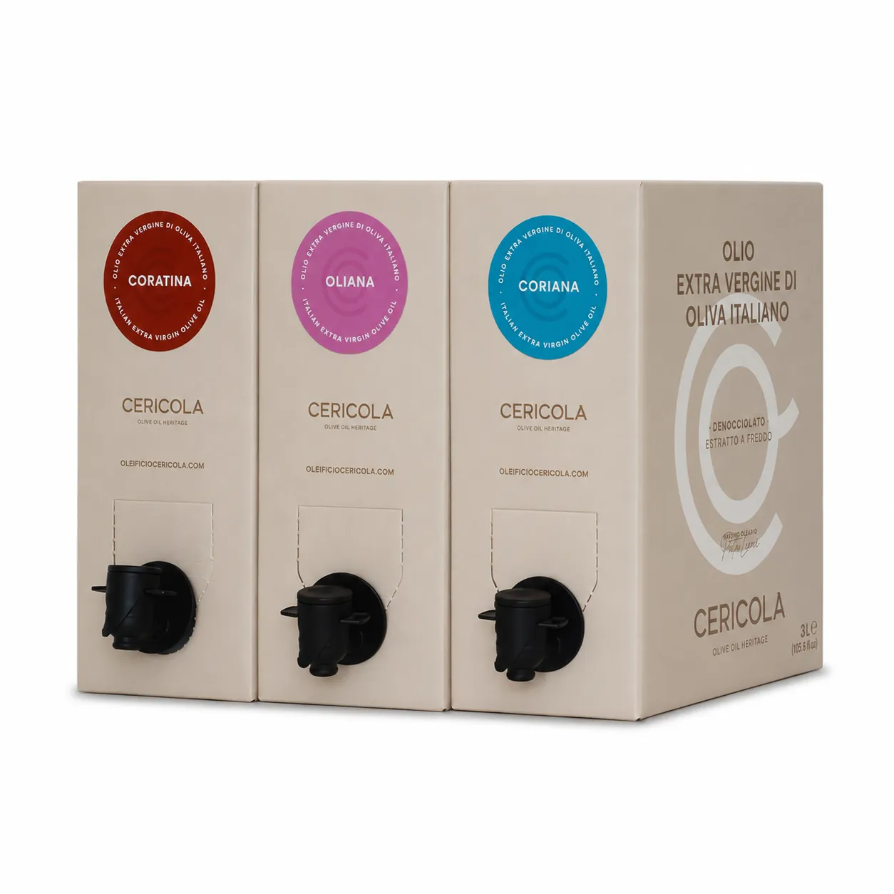 olio extravergine di oliva denocciolato a freddo promo bag in box 3 pezzi 3l oleificio cericola